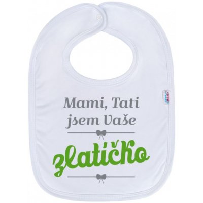 New Baby Kojenecký bavlněný bryndák Mami Tati jsem Vaše zlatíčko Zelená