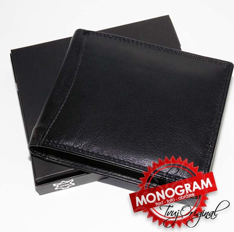 Pánská černá kožená peněženka Beoriginal Leather RFID s monogramem ražba od  999 Kč - Heureka.cz