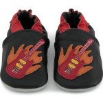 Carozoo Kožené capáčky s koženou podrážkou s kytarou Černá – Sleviste.cz