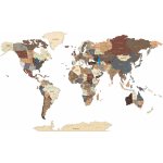 Plnobarevná 3D dřevěná mapa světa XL - 200 cm Nomad – Zboží Dáma