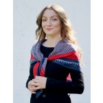 hedvábný šátek s potiskem tmavě modro-červeno-bílý – Sleviste.cz