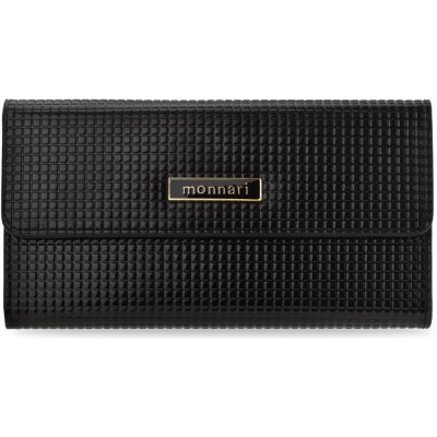 Monnari elegantní lakovaná dámská velká kožená peněženka s vyraženým 3d vzorem + dárková krabička - černá – Zboží Mobilmania