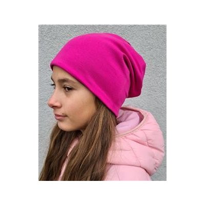 Dívčí spadená bavlněná čepice s FLEECEM PLETEX F709 tm. růžová – Zboží Mobilmania