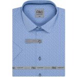 AMJ pánská bavlněná košile krátký rukáv slim-fit puntíkovaná světle modrá VKBR1285