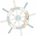 Dekorace modro-bílé dřevěné kormidlo – 34x3 cm – Zboží Dáma