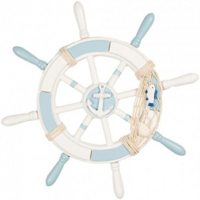 Dekorace modro-bílé dřevěné kormidlo – 34x3 cm – Zboží Dáma