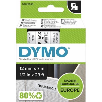 DYMO páska D1 12mm x 7m, černá na bílé, 45013, S0720530