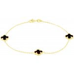 Gemmax Jewelry zlatý náramek Čtyřlístek ve Vintage stylu s černými onyxy GLBYX-18-02102 – Hledejceny.cz