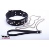 SM, BDSM, fetiš WHIPS Leather Collar with Studs and Leash for Him obojek s ostny a vodítkem