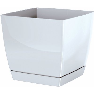 Prosperplast Květináč COUBI SQUARE P s miskou bílý 24 cm – Sleviste.cz