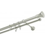 HEBR Garnýž Žezlo matná stříbrná dvojitá 160 cm – Zboží Mobilmania