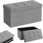 SONGMICS Úložný sedací box čalouněný skládací 76x38 cm šedý – Zboží Dáma