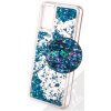 Pouzdro a kryt na mobilní telefon Samsung 1Mcz Liquid Diamond Sparkle ochranné s přesýpacím efektem třpytek Samsung Galaxy A03s tyrkysové