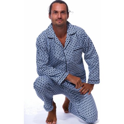 1PF0076 pánské pyžamo dlouhé propínací modré – Zboží Dáma