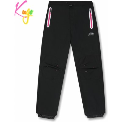Kugo HK1807 81 Dívčí funkční softshellové kalhoty zateplené černé s růžovou – Zboží Mobilmania