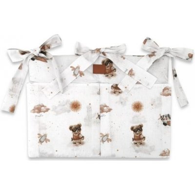 Miminu kapsář na postýlku bavlna Méďa pilot bílá béžová – Sleviste.cz