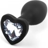 Anální kolík Sunfo silicone anal dildo with heart-shaped stone black and white