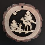 AMADEA Dřevěná ozdoba s potiskem kůry koule se srnkami 6 cm – Zboží Dáma