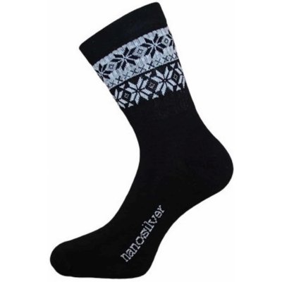 Nanosilver Zimní ponožky thermo SNOW černá/bílá