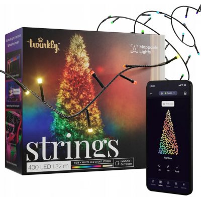 TWINKLY Chytré vánoční osvětlení na stromeček Strings 400 LED RGB+W řetěz 32m – Hledejceny.cz