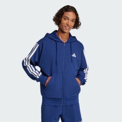 adidas Mikina Essentials 3-Stripes French Terry Full-Zip bílomodrá