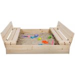 ATMOWOOD Dřevěné přírodní pískoviště s lavičkami 120 x 120 cm – Hledejceny.cz