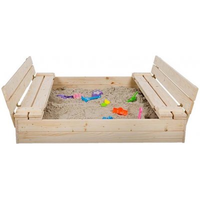 ATMOWOOD Dřevěné přírodní pískoviště s lavičkami 120 x 120 cm – Hledejceny.cz
