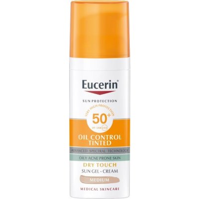 Eucerin Ochranný tónovací a matující gelový krém na obličej SPF 50+ Sun (Oil Control Tinted Sun Gel-Cream) 50 ml Light