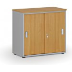 Primo Kancelářská skříň se zasouvacími dveřmi GRAY, 740 x 800 x 420 mm, šedá/buk – Zboží Mobilmania