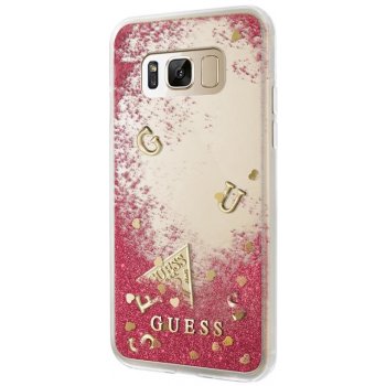 Pouzdro Guess Liquid Glitter Hard Case Rapsberry Samsung G955 Galaxy S8 Plus