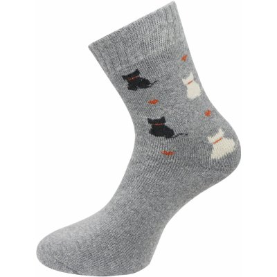 Biju dámské froté ponožky s potiskem kočiček TNV9231 9001503-1 9001503C světle šedé