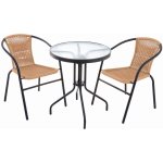 Crossheim C25002 Zahradní balkónový set 2+1 Miami Rattan PE hnědý – Zboží Dáma Crossheim C25002 Zahradní balkónový set 2+1 Miami Rattan PE hnědý – Zboží Dáma