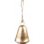 Clayre & Eef Zlatý retro kovový zvonek na jutovém provázku 10*6*13 cm – Hledejceny.cz