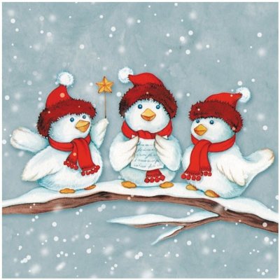 Ubrousky na dekupáž X-mas birds 1 ks – Zboží Dáma