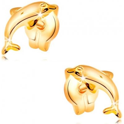 Šperky Eshop náušnice ze žlutého zlata delfín ve výskoku lesklý vypouklý povrch S2GG32.23
