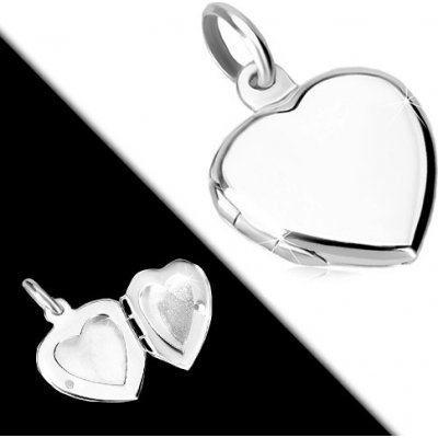 Šperky eshop Stříbrný přívěsek 925 plochý medailon symetrické srdce s lesklým povrchem R38.16 – Zboží Dáma