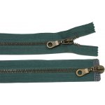 Kovový zip no.5 rozepínací dvoucestný 70cm (staromosazné zoubky) - více barev Barva: tmavě zelená – Sleviste.cz