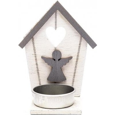 DECOLED Dřevěný svícen chaloupka s andělem 10,5x5 cm – Hledejceny.cz