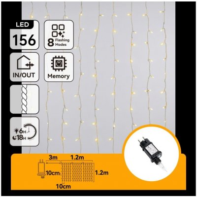 Aigostar B.V. LED Venkovní vánoční řetěz 156xLED/8 funkcí 4,2x1,2m IP44 teplá bílá B10303ABHD – Hledejceny.cz