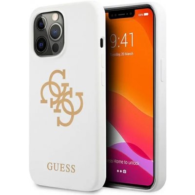 Pouzdro Guess iPhone 13 Pro Max Silicone 4G Logo bílé – Zboží Mobilmania