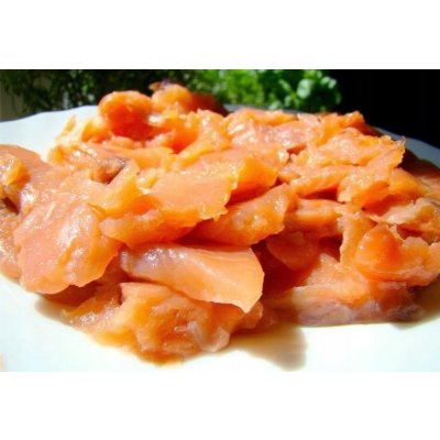Kabayaki Losos atlanstký uzený za studena, salátové odřezky 1 kg – Zboží Dáma