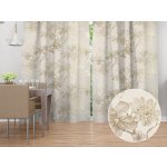 Biante Sametový závěs Isabela Flower IBL-022 Zlaté květy na smetanovém - šířka 135 cm 135x260 cm – Zboží Mobilmania