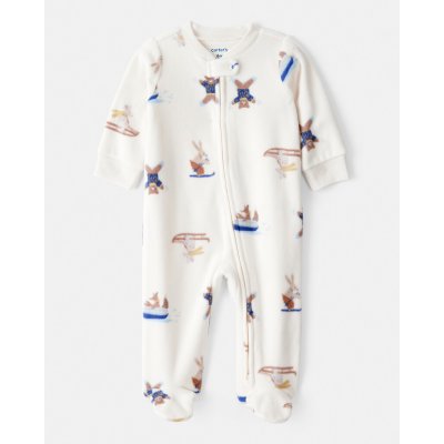 CARTER'S Overal na zip fleece Sleep & Play ivory Animal ski dívka – Zboží Dáma