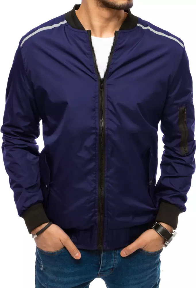 Manstyle pánská jarní bunda na zip Sleeve tx3683 modrá