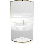 MEXEN/S - Rio sprchový kout čtvrtkruh 90x90, pruhy, zlatá + bílá vanička se sifonem 863-090-090-50-20-4110G – Sleviste.cz