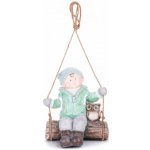 MagicHome Vánoční figurka, Chlapeček na houpačce se sovou, závěsná, keramika, 34,5x25,5x39,5 cm – Hledejceny.cz