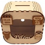 Dřevěná pokladnička se jménem a údaji o narození – Zboží Dáma Dřevěná pokladnička se jménem a údaji o narození – Zboží Dáma