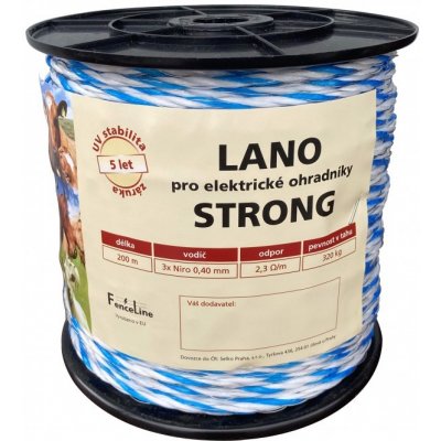 Lano STRONG pro el. ohradník 4 5 mm 3x0 40 mm Niro 200 m bílo-modrá – Hledejceny.cz