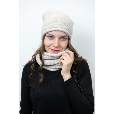 Zimní set čepice a nákrčník KLASIK Krémová – Hledejceny.cz