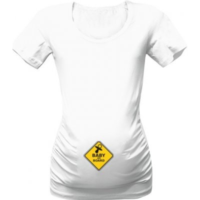 Tričko s potiskem těhotenské baby on board dámské bílá